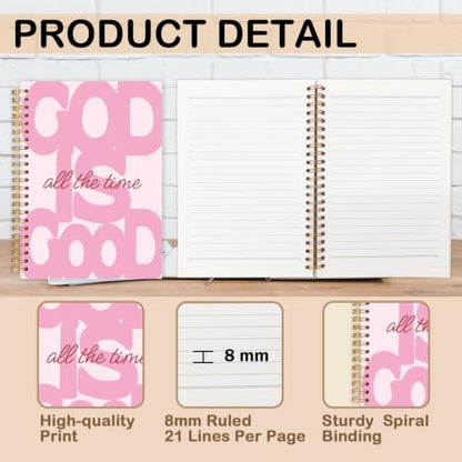 Preppy Pink Christian Spiral Notebook for Women 5.5x8.3 Inch - color: Foundation Pink Christianity