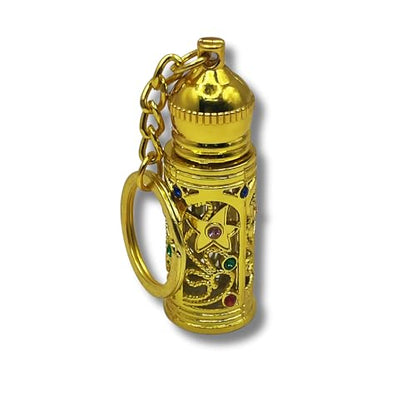 Anointing Oil Bottle Keychain, Gold - color: Gold
