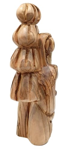 Zuluf Olive Wood Holy Family Nativity Statue 6.9 Inch with Carved Olive Tree Back, Hand-Carved Bethlehem Two-Sided Sculpture of Joseph Mary Baby Jesus, Catholic Mantle Centerpiece Christmas Decor Gift