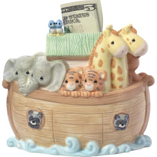 Precious Moments Noah's Ark Porcelain Baby Bank - Nursery Decor with Top Slot - 173434