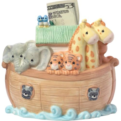 Precious Moments Noah's Ark Porcelain Baby Bank - Nursery Decor with Top Slot - 173434