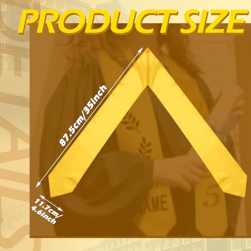 Geyoga 24 Pcs Graduation Stole Bulk Sublimation Blank 70 in - color: Yellow