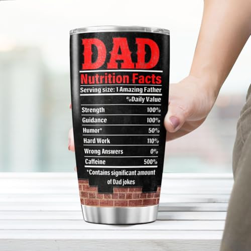 Funny Dad Gift 20oz Travel Mug, Awesome Like My Daughter Design, Black Stainless Steel Insulated Tumbler with Nutrition Facts, Birthday Father's Day Christmas from Daughter - color: Dad Life M6