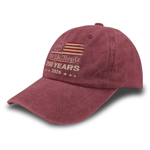250th Anniversary 250 Years Freedoms Baseball Hat Running Embroidered Cap for - color: Wine Red