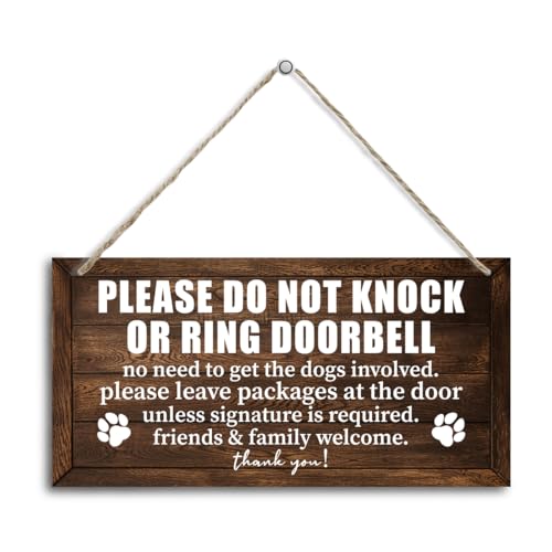 Please Do Not Disturb Wood Door Sign, Please Do Not Knock or Ring Doorbell No Need to Get the Dogs Involved Sign, Hanging Printed Wooden Plaque Decor, Hanging Home Decor Sign, 12x6 inch (B10) - color: color13