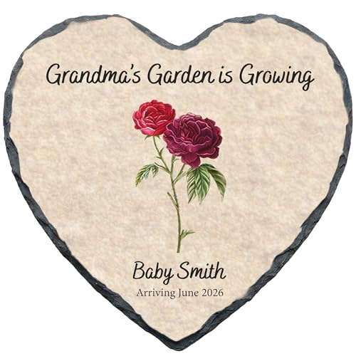 Pregnancy Announcement Gift for Grandma Personalized - Custom Stone Plaque - Promoted to Grandma Gift for Nana, Mimi & Gigi - Unique Baby Reveal Keepsake with Name & Due Date Gifts (S-203) - color: S-203