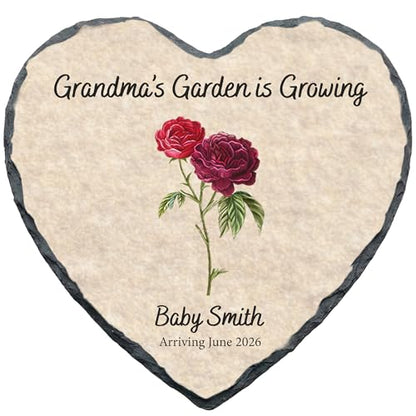 Pregnancy Announcement Gift for Grandma Personalized - Custom Stone Plaque - Promoted to Grandma Gift for Nana, Mimi & Gigi - Unique Baby Reveal Keepsake with Name & Due Date Gifts (S-203) - color: S-203