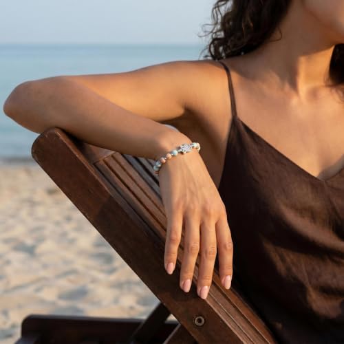 Bracelet for Women Natural Stone Beaded, Stainless Steel Charms, Adjustable - color: 7-Owl