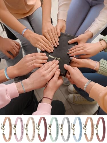 Sureio 15 Pcs Christian Bracelet Scripture Bible Verse Gift - color: Pastel Color