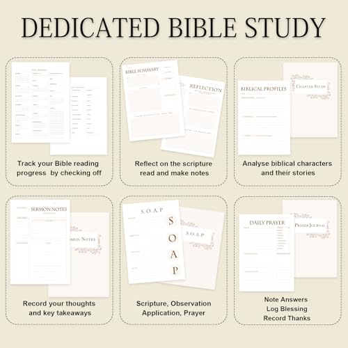 XKDOUS Linen 8.6" Bible Study Journal, Bible Notebook for Women, Beige - color: Beige