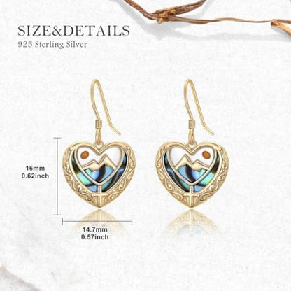 AOBOCO 925 Silver Mustard Seed Cross Heart Dangle Drop Earrings Women - color: Silver-14K Gold