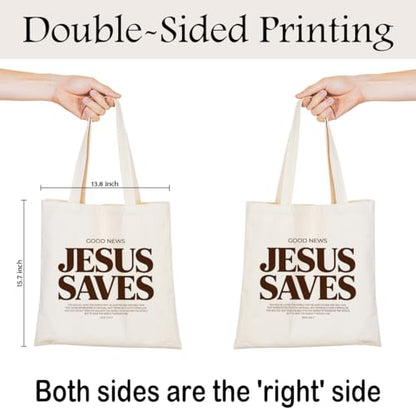 Christian Canvas Tote Bag for Women, Inspirational Faith Shoulder Bag - color: Jesus 02