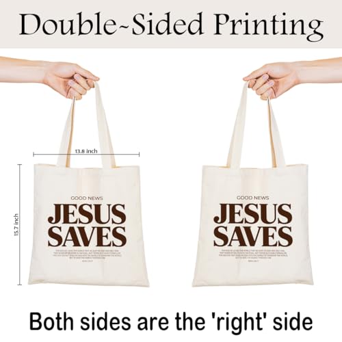 Christian Canvas Tote Bag for Women, Inspirational Faith Shoulder Bag - color: Jesus 02