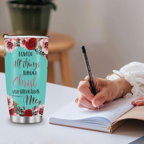 WIRESTER 20 OZ Stainless Steel Tumbler With Lid, Double Wall Vacuum Insulated Tumbler, Coffee Travel Mug Cup for Hot Cold Drinks - Christian Bible Verses Philippians 4:13 - color: Christian Bible Verses Philippians 4:13