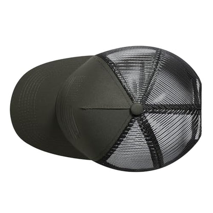 Baseball Cap, American Flag Trucker Hat for Men Women, Breathable Adjustable Fit Outdoor Mesh Snapback Hats - color: Olive/Black Flag