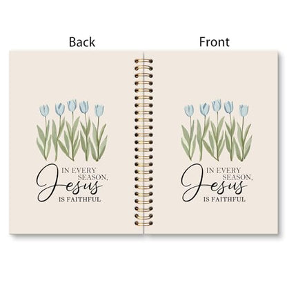 huester Christian Tulip Floral Notebook Journal, Bible Verse Journal for Women, Jesus Is Faithful Religious Scripture Notebooks for Note Taking, Bible Hardcover Spiral Notebook, 5.5x8.3 Inch - color: Christian03