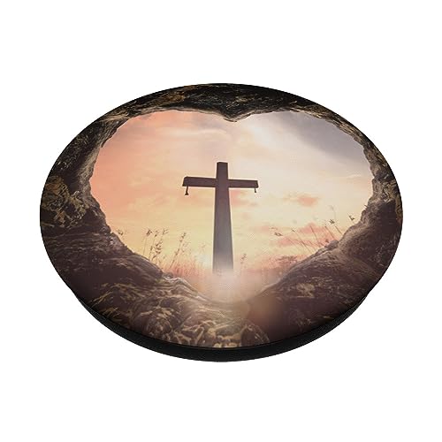 Jesus Christ Cross Sunrise Heaven Heart PopSockets Adhesive PopGrip - style: Adhesive PopGrip