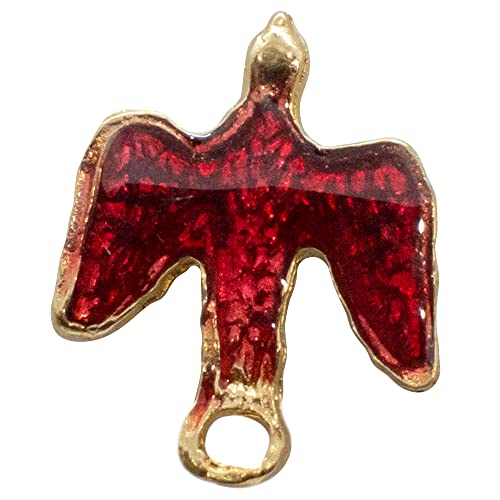 Gold-Tone Holy Spirit Dove Lapel Pin | Bird Design | Great Christian Gift for First Holy Communion and Confirmation | Spiritual Accessory for Clothing, Bags, and Bulletin Boards - color: Red and Gold-Tone Bird
