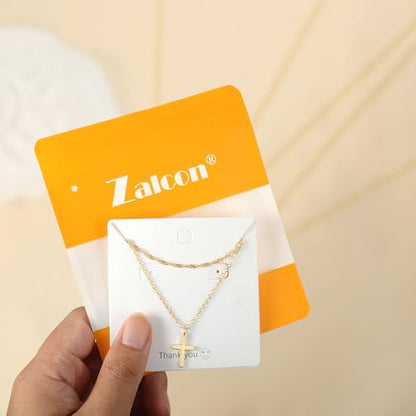 Zalcon Layered Cross Necklaces Jewelry Stack for Women Non Tarnish - style: Gold