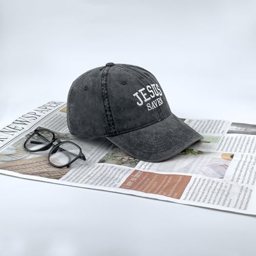 Inspirational Christian Baseball Cap, Adjustable Embroidered Cotton Hat for Men Women Dad Hat Gifts for His Her - color: Jesus Saves - Black