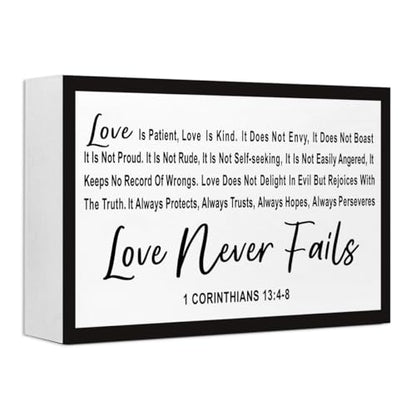 Love is Patient Love is Kind Wood Box Sign Desk Decor,1 Corinthians 13:4-8 Bible Verse Wooden Block Sign for Home Farmhouse Bedroom Wall Shelf Tabletop Decor - style: 1 Corinthians 13:4-8