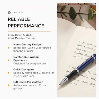 Cross Century II Cobalt Blue Diamond Selectip Rollerball Pen, Black Ink - color: Cobalt Blue