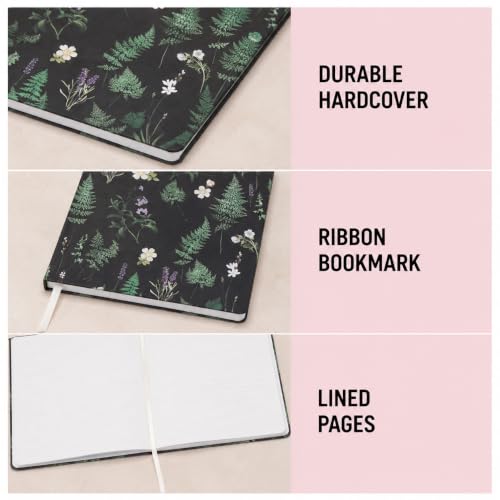 WORLD TRAVELER Large Lined Journal Notebook 256 Ruled White & Ivory Pages - color: Ferns