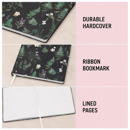 WORLD TRAVELER Large Lined Journal Notebook 256 Ruled White & Ivory Pages - color: Ferns