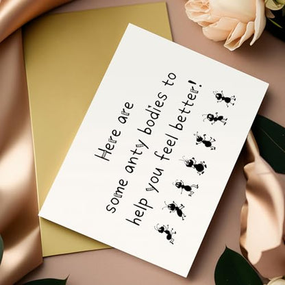 Funny Get Well Card for Men Women, Humor Sympathy Card for Him Her, Get Better Card, Encouragement Card, Here Are Some Anty Bodies To Help You Feel Better - color: Get Well Card