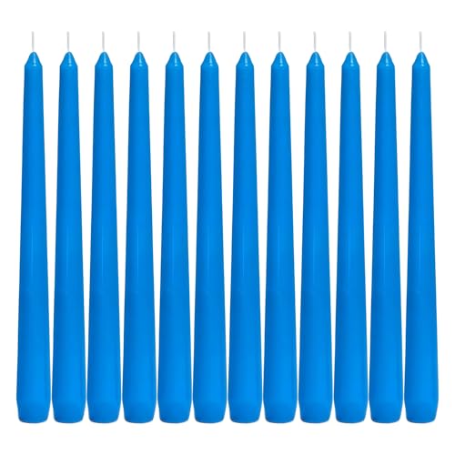 12 Pack Blue Taper Candles丨Taper Candles 10 Inch Dripless丨Unscented & Smokeless Candlesticks Bulk丨7-8 Hours Long Burning Tall Candles丨Ideal for Christmas Weddings Parties Dinner - color: Blue, size: 12 Pack Taper Candle