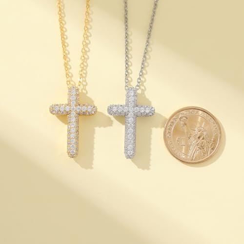 Baptism Cross Necklace for Women,First Communion Cross Necklaces Jewelry Gifts for Women - color: Crystal Bubble-G