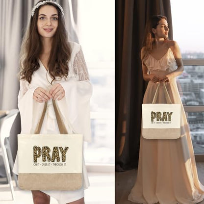 Tote Bag, Gifts for Women Friends Girlfriend Coworker Wife Mom Reusable Tote Bags Birthday Thank You Gift - color: Leopard Pray