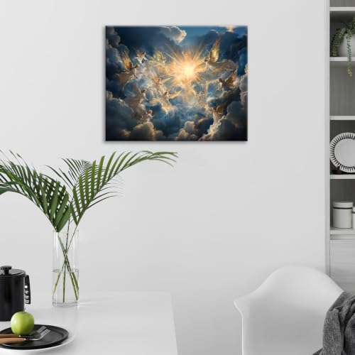Angel Wall Art Cherub Pictures Wall Decor Angel Wings Canvas Print Painting Modern Home Decoration Framed Artwork For Living Room Bathroom Bedroom Kitchen Office 20"X24" - color: Angle, size: 20"L x 24"W