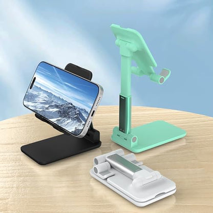2 Pack Cell Phone Stand for Desk, Adjustable Angle & Height, Foldable Portable Phone Holder with Anti-Slip Silicone Pad, Compatible with iPhone 18/17/16/Smartphones 4–8 Inch, Black&White - color: (2 PCs) Black&White