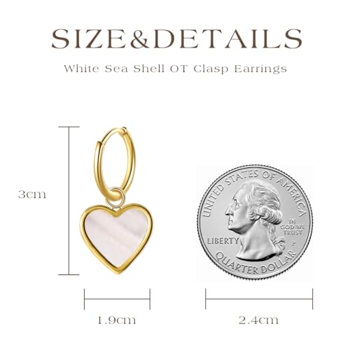 Natural White Sea Shell Long Pendant Earrings for Women Iridescent Elegant 18K Gold-Plated Titanium Steel Jewelry Minimalist & Unique - color: 4023-Gold