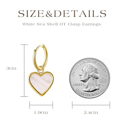 Natural White Sea Shell Long Pendant Earrings for Women Iridescent Elegant 18K Gold-Plated Titanium Steel Jewelry Minimalist & Unique - color: 4023-Gold