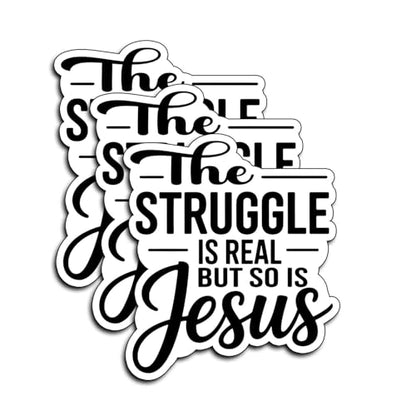 (3Pcs) The Struggle is Real But So is Jesus Stickers Christian Inspirational Verse Waterproof Vinyl Decal Kindle Water Bottle Bumper Car Hard Hat Phone Laptop Religious Scripture Prayer Gifts 3x2.5
