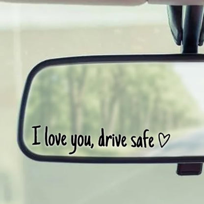 I Love You Drive Safe Mirror Stickers, 3X Car Decals for Women(Black) - color: Black-ILU,Drive Sfae
