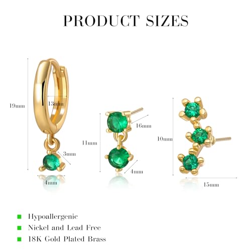 18K Gold Plated Hoop Earrings for Women, NICKEL-FREE & HYPOALLERGENIC, Timeless Jewelry Gift - color: Gold-D