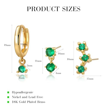 18K Gold Plated Hoop Earrings for Women, NICKEL-FREE & HYPOALLERGENIC, Timeless Jewelry Gift - color: Gold-D