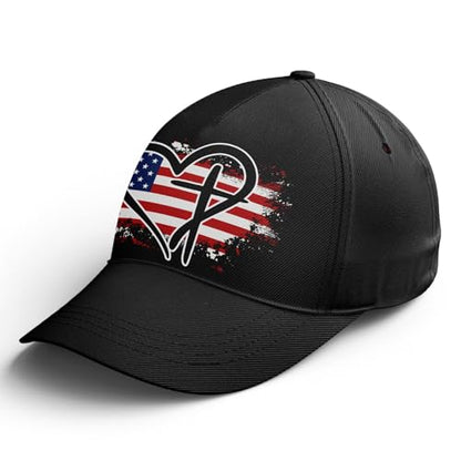 American Flag Christian Trucker Hat for Men Women, Adjustable Snapback Baseball Cap USA Pride Hat Religious Gifts - color: Black Red White Heart