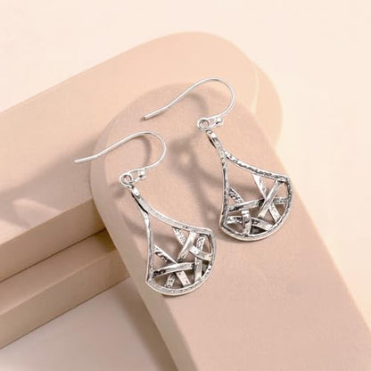 Charmsy 925 Sterling Silver Light-Weight Antique Filigree Teardrop Drop Earrings for Women - color: Woven Teardrop