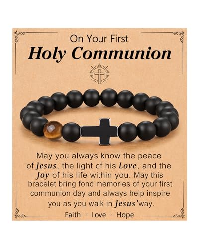 Cross Bracelet, To Mens Boys Christian Gifts for Birthday Christmas - style: Communion-7 inch