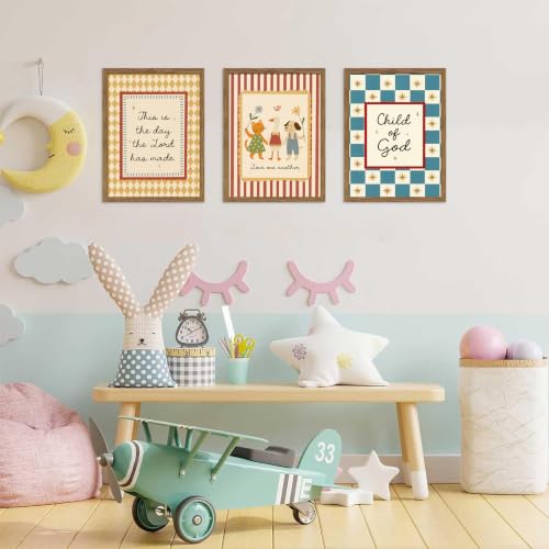 Christian Nursery Wall Art Set of 3, Vintage Bible Verse Kids Canvas Wall Decor Paintings, Child of God Religious Scripture Artwork Prints Pictures for Baby Kids Bedroom Playroom 16x24 Inch Framed - color: Son of God, size: 24L" x 16W"