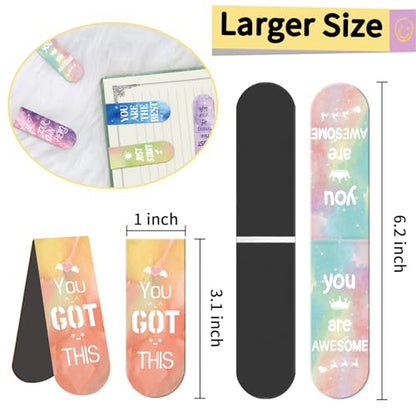 Kaluofan Larger Size 15PCS Inspirational Magnetic Bookmarks, Double Sided Magnet Book Markers Page Clip for Students Teachers Reading Supplies - size: 1 Set (Larger Size)