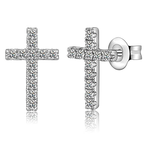 Han han 925 Sterling Silver Cross Earrings for Women and Men - style: D-CZ cross earrings