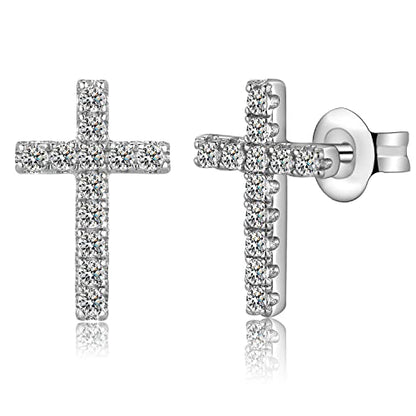 Han han 925 Sterling Silver Cross Earrings for Women and Men - style: D-CZ cross earrings