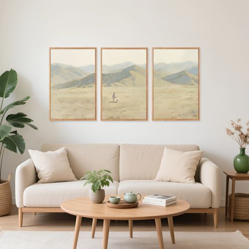 CHDITB 3Pcs Jesus with Lamb Landscape Framed Canvas Wall Art 24x36 Inch - color: Jesus Leaves The 99 Parable of The Lost Sheep, size: 24"L x 36"W