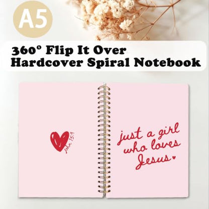 Christian Spiral Notebook for Women,Just a Girl Who Loves Jesus A5 - color: Bible-John 15:9
