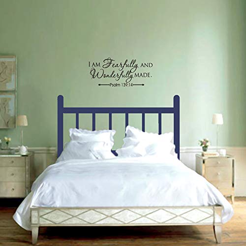 I AM Fearfully and Wonderfully Made Psalm 139:14 Vinyl Wall Decal Bible Scripture Inspirational Quotes Wall Art Religious Décor